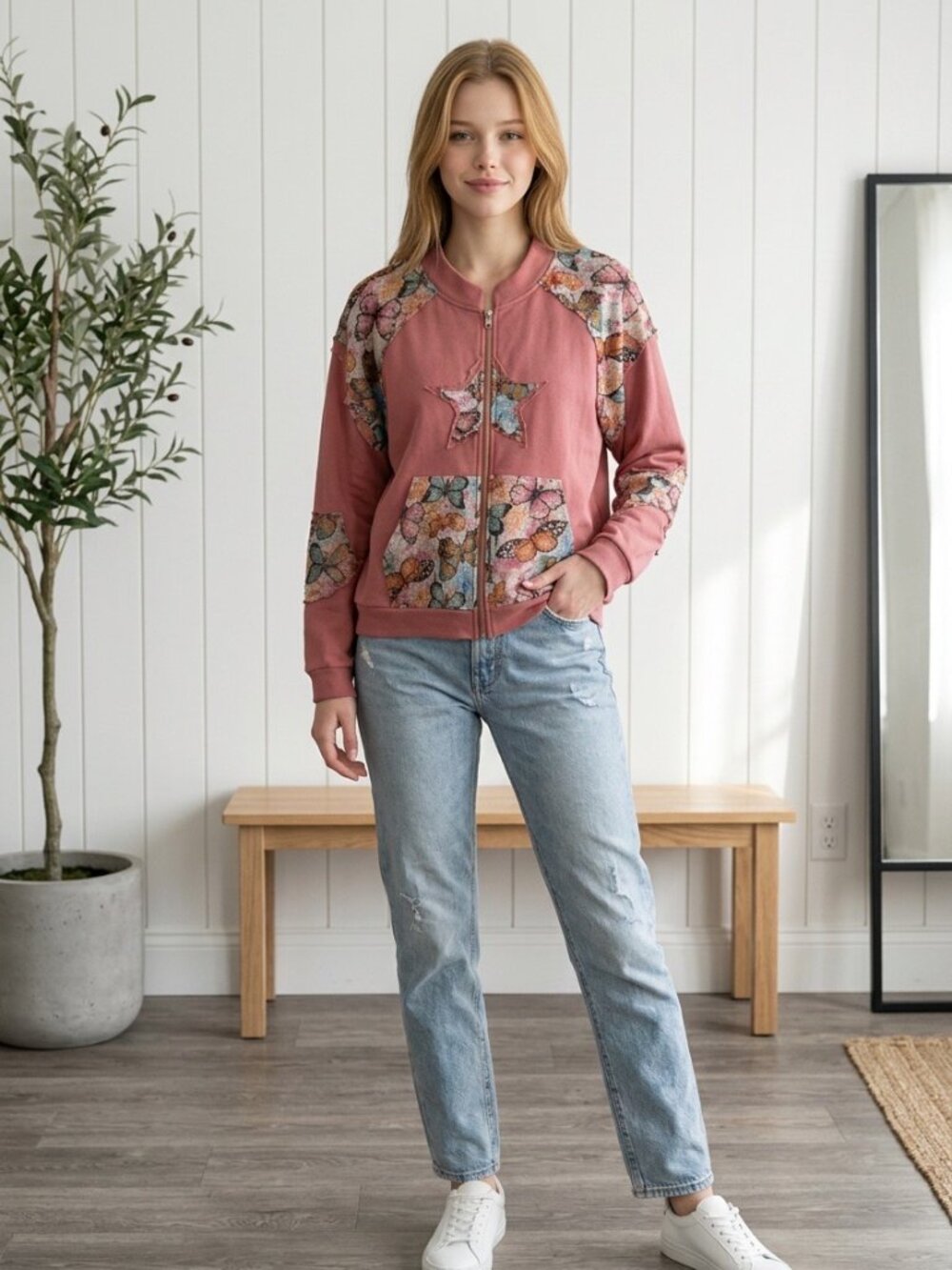POL Terracotta Star and Butterfly Jacket - Large (NWOT)